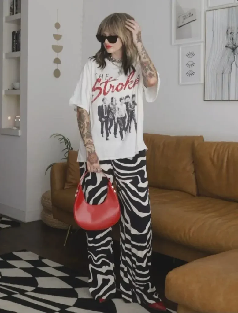 Calça Zebra com Look com Muitos Detalhes