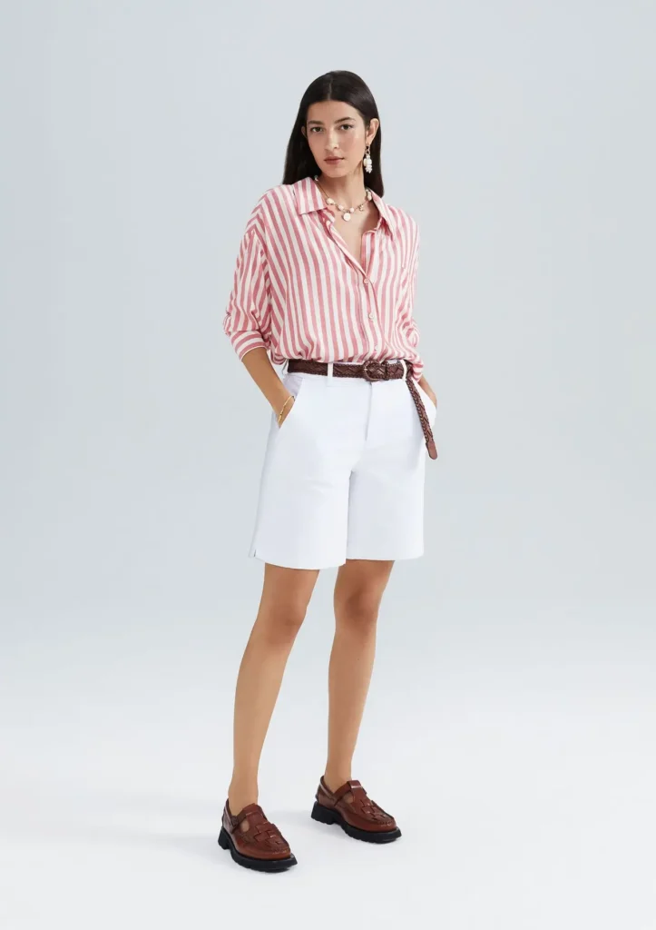 look linho com cinto e sapato