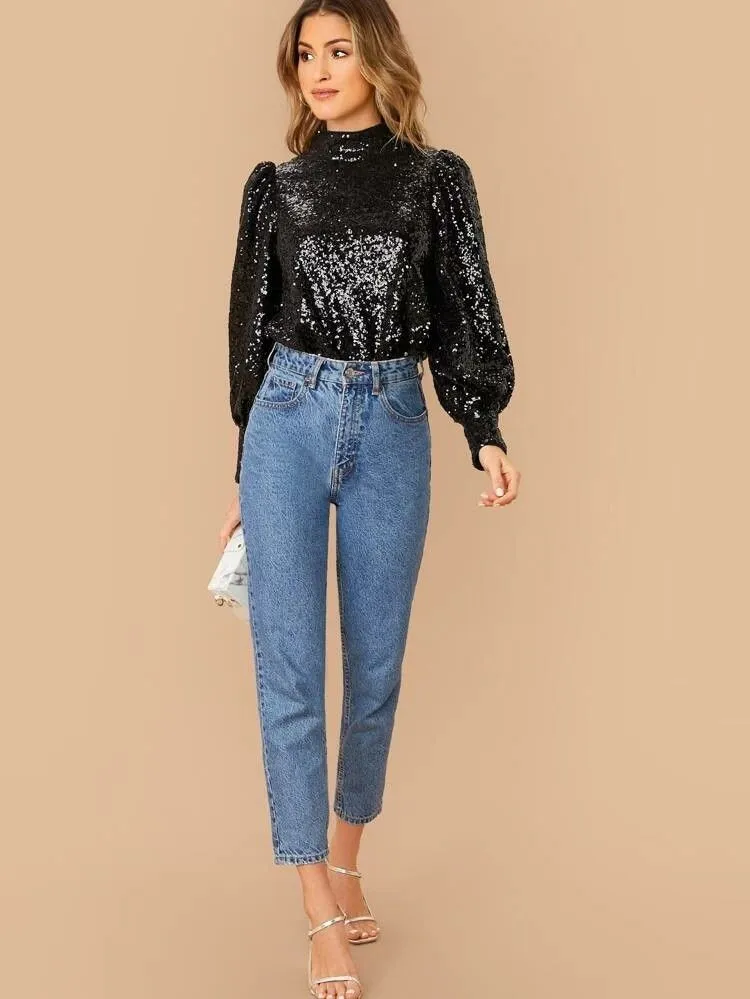 Blusa Paete com Jeans