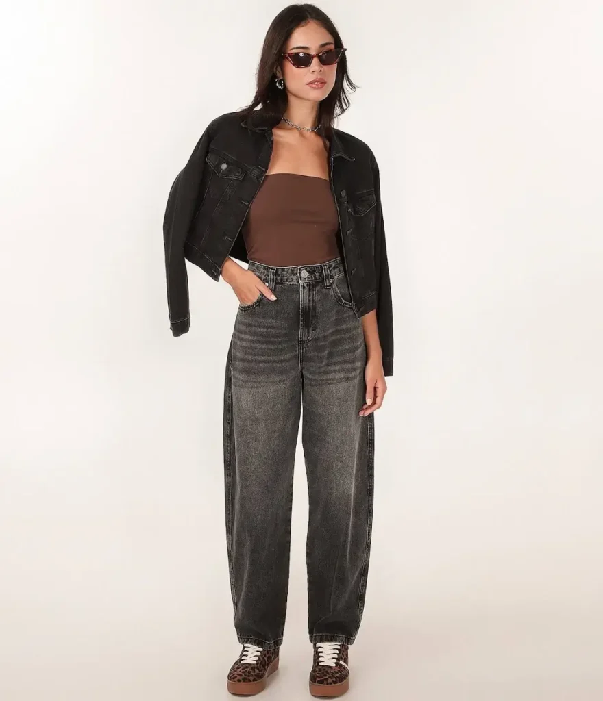 Calça Black Jeans Barrel Cintura Média Riachuelo