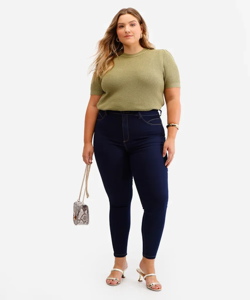 Calça Skinny Plus Size Jeans Escuro - C&A