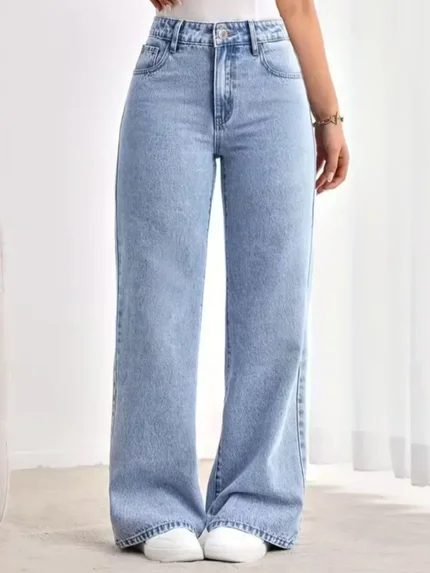 Calça Wide Leg Azul Clara