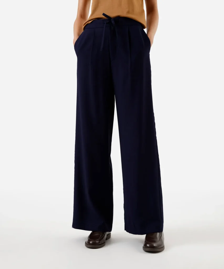 Calça Wide Leg Feminina com Viscose Azul - C&A