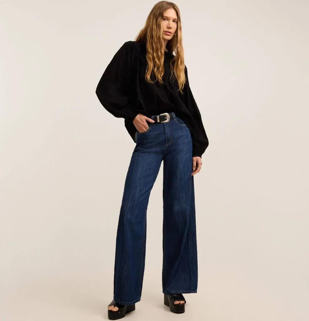 Calça Wide Leg em Jeans com Cós Alfaiatado - Renner