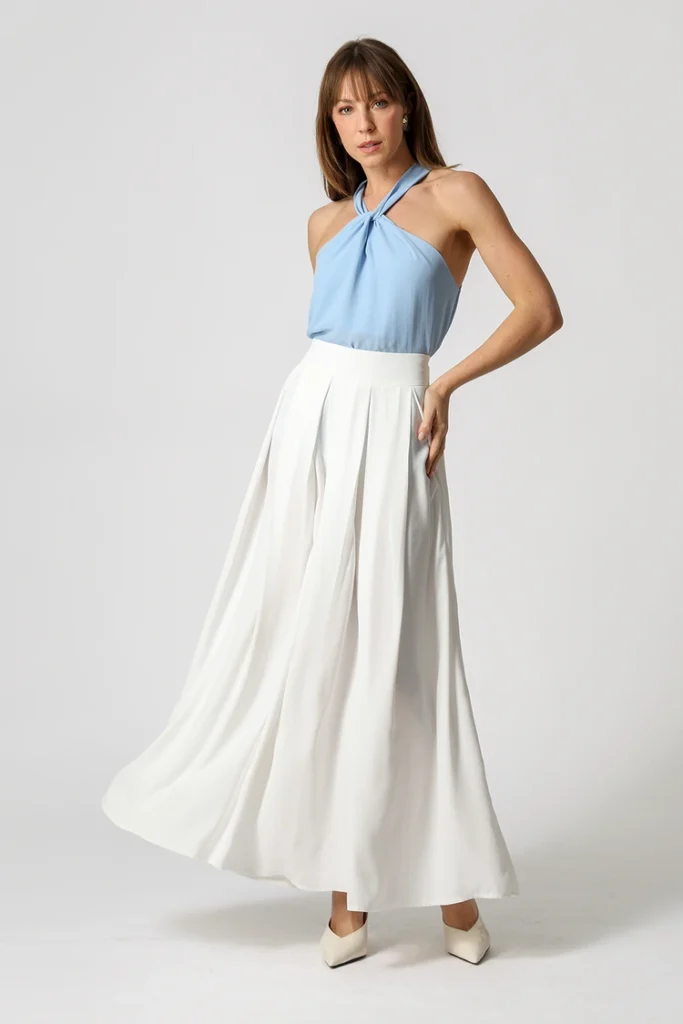 Camisa ICE Blue com saia Off White