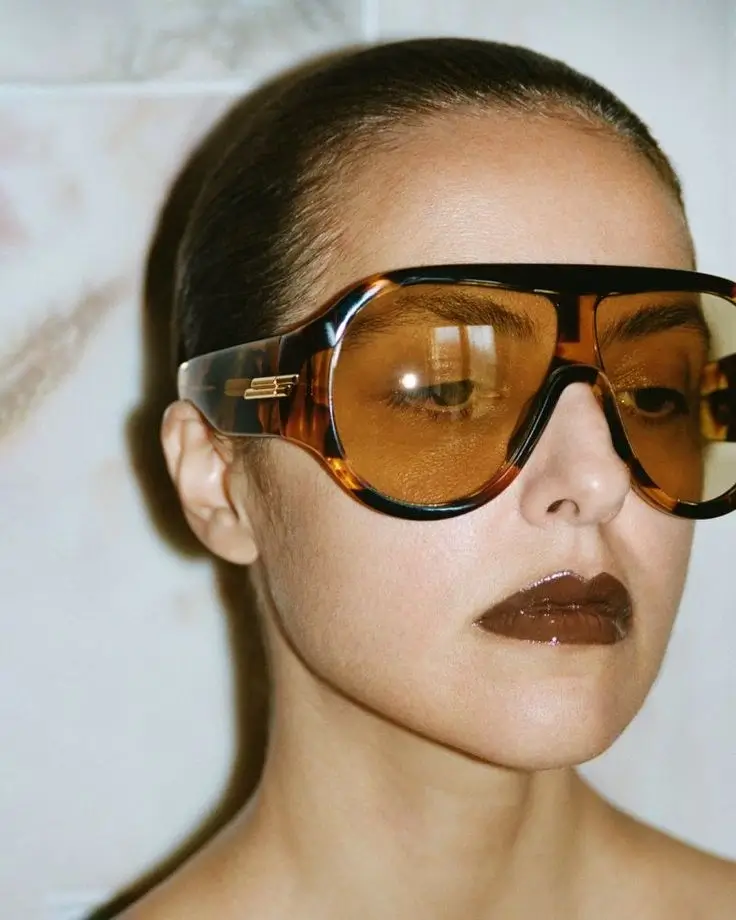 Óculos de Sol Lentes Gigantes Marrom e Dourado