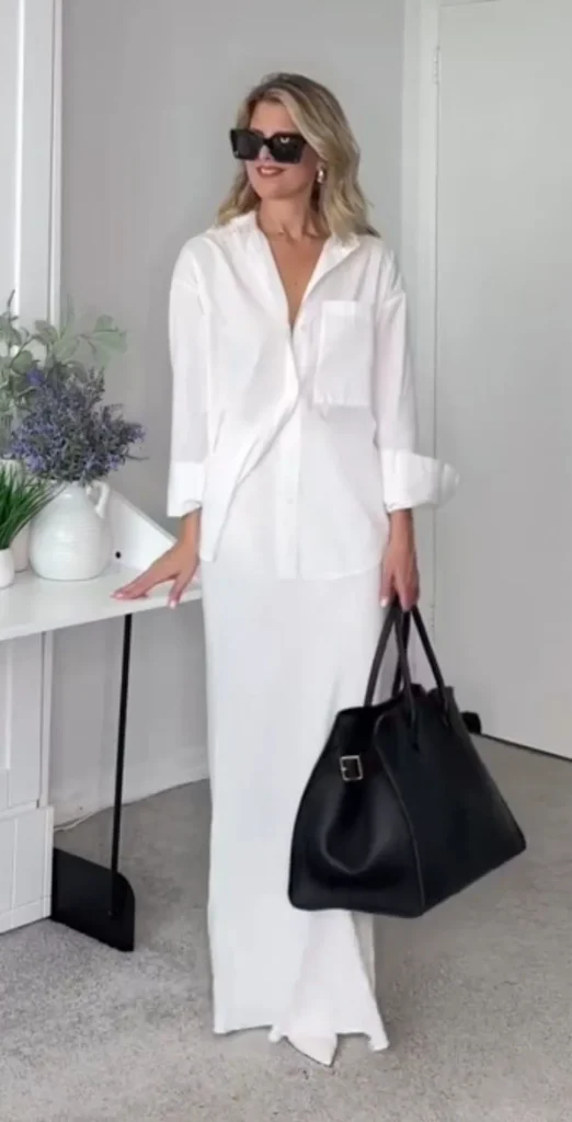 Saia Maxi com Chemise Branca