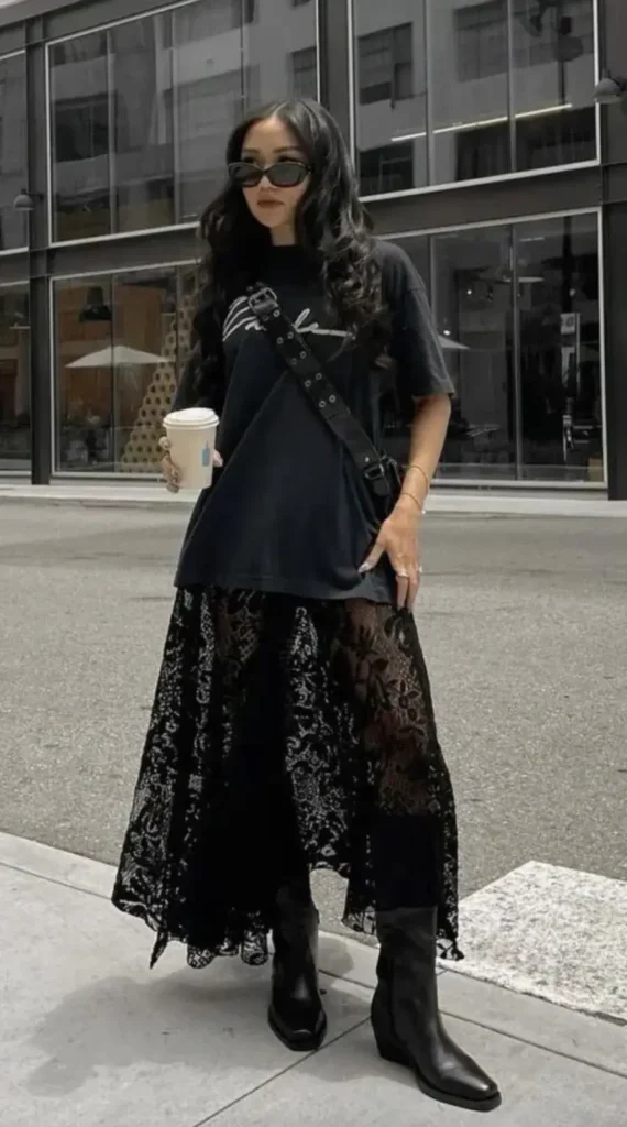 Vestido Renda Preta Rock