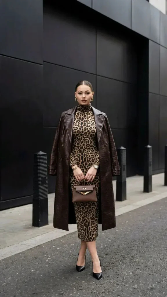 Vestido de Oncinha com Jaqueta de Couro