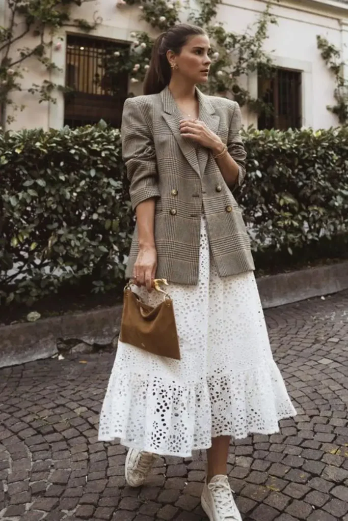 blazer vestido branco renda