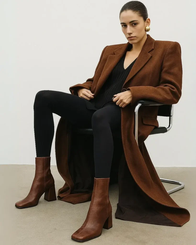 Bota Cano Curto Salto Quadrado