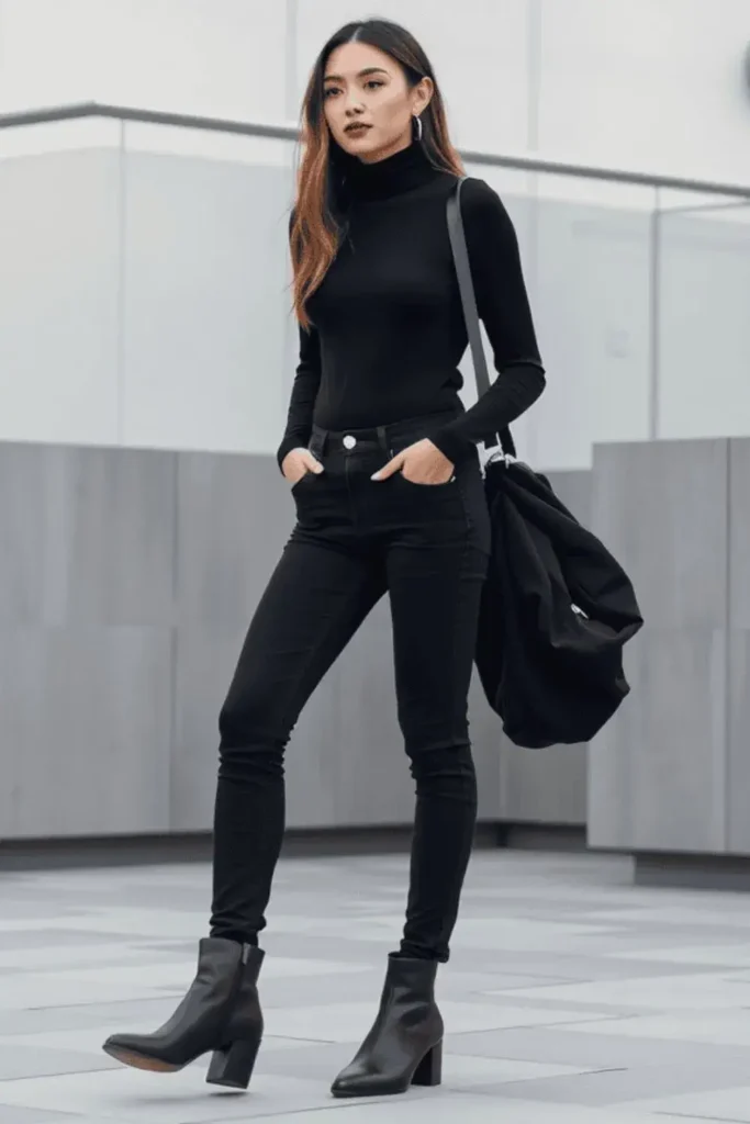 Bota Lisa Preta de Couro - Look