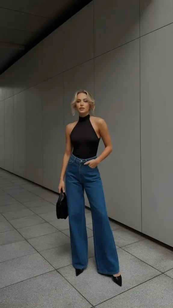 Calça Jeans com Camisa Preta