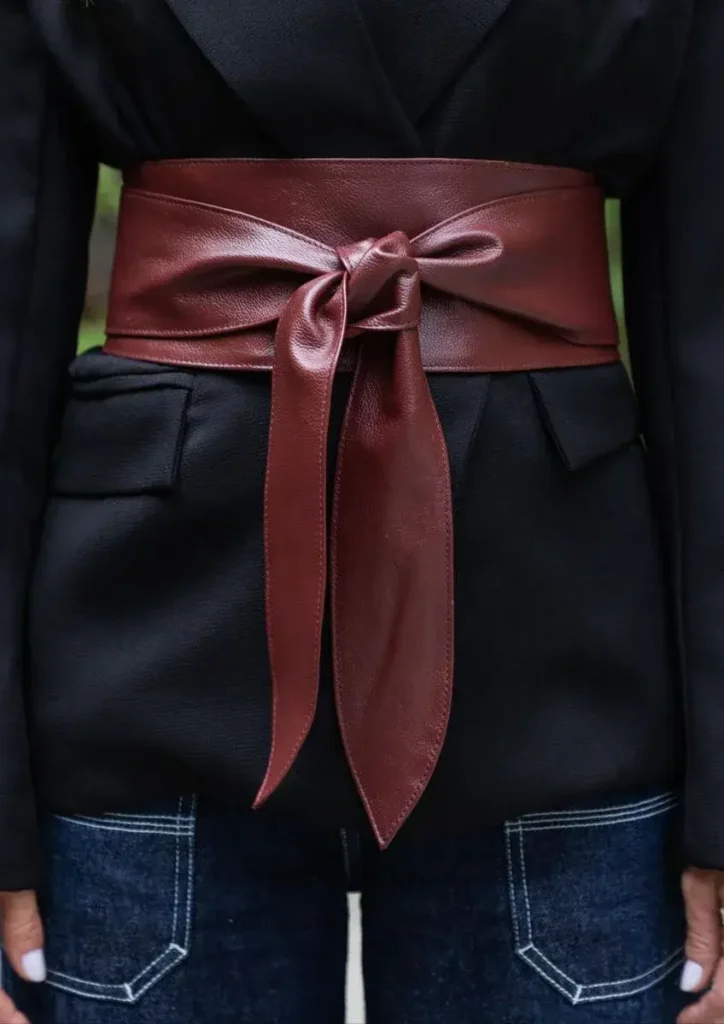 Cinto Faixa de Couro Burgundy