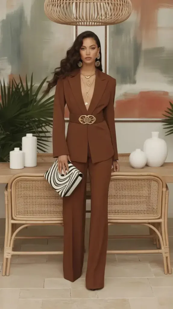 Cinto Marrom na Mesma cor do Look