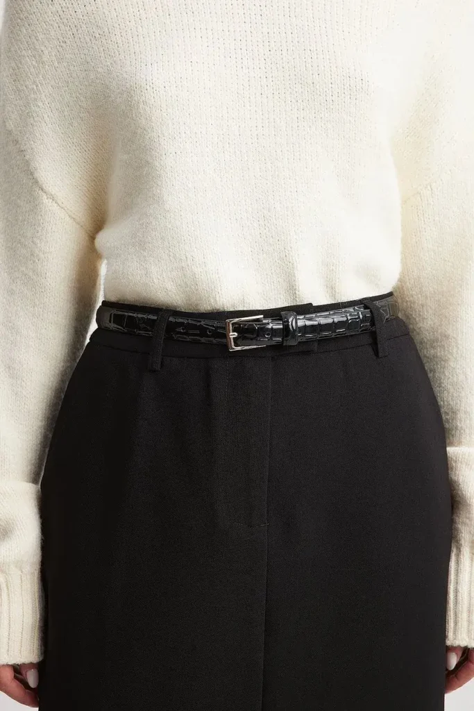 Cinto de Couro com Textura Fino