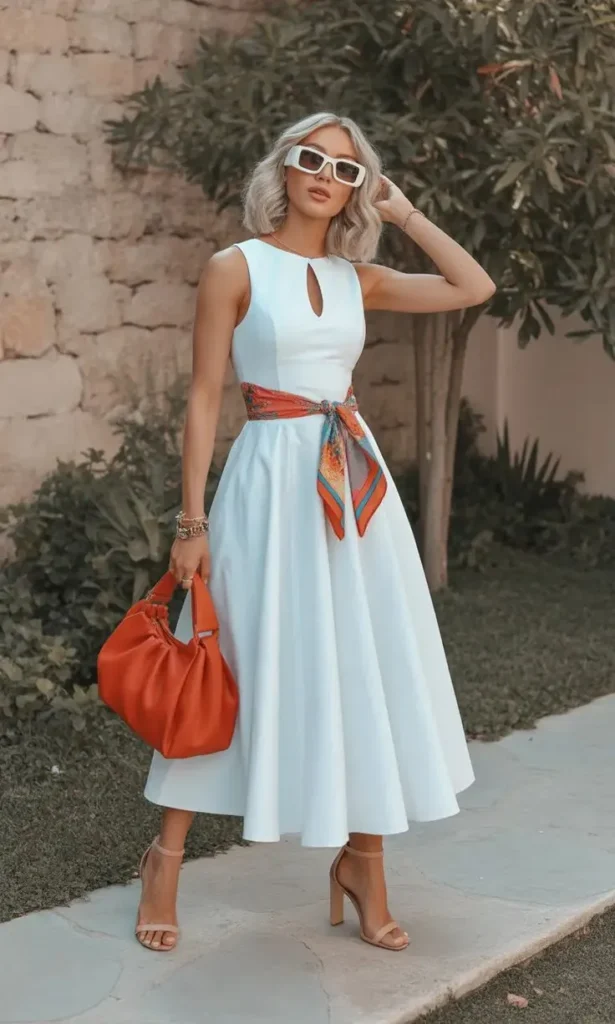 Cinto Fino na Cintura do Vestido