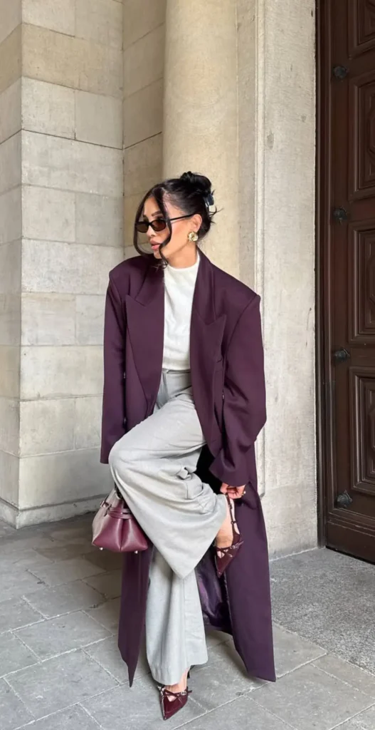 Blazer Ameixa Negra com Jeans