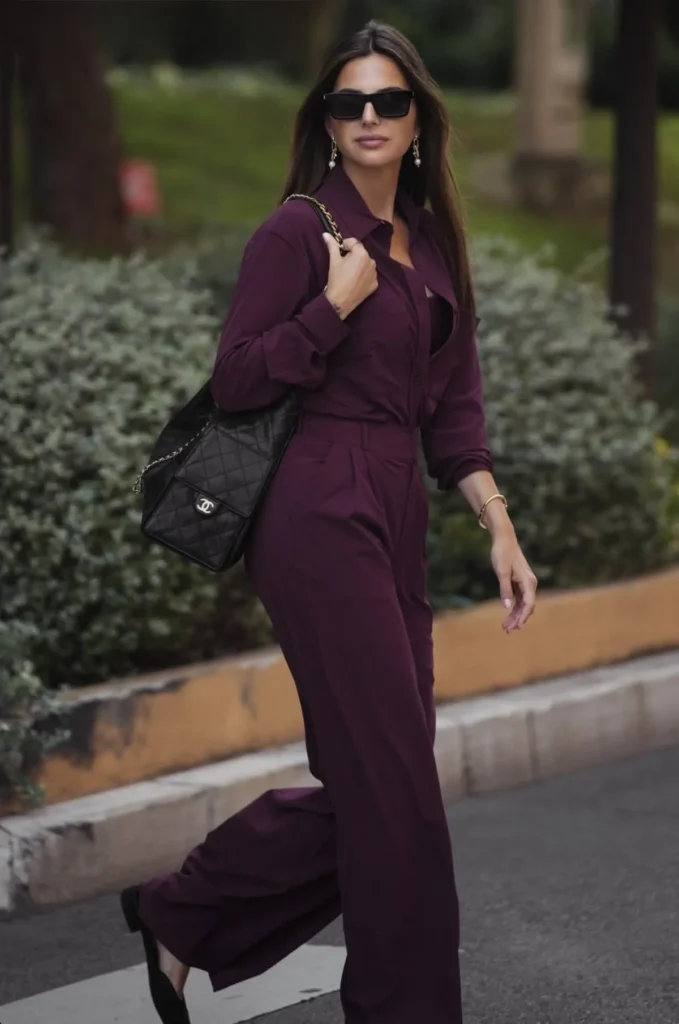 Look Chemise e Calça Ameixa Negra