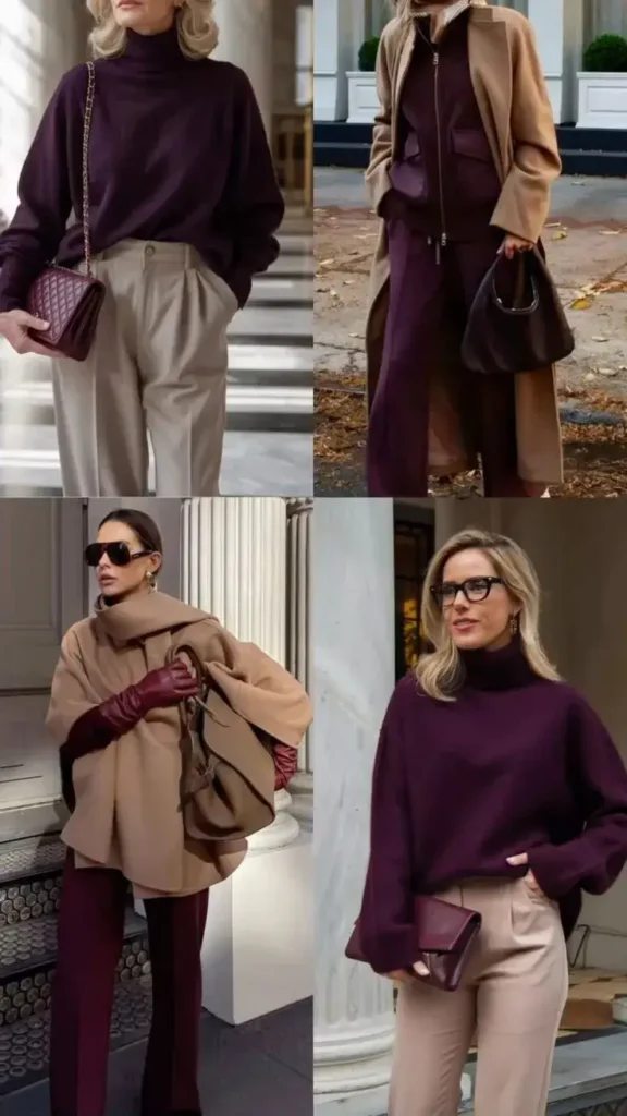 Looks Ameixa Negra com Nude & Areia