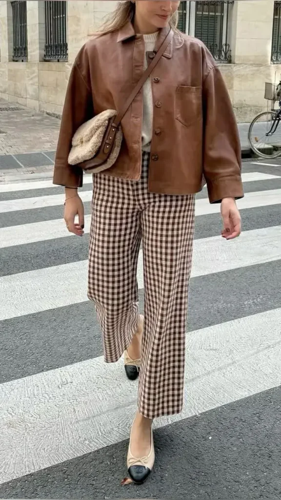 Calça Xadrez Marrom com Jaqueta Marrom