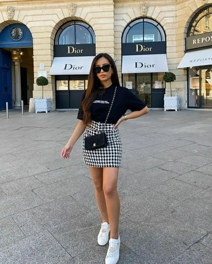 Saia Xadrez com Tenis Branco