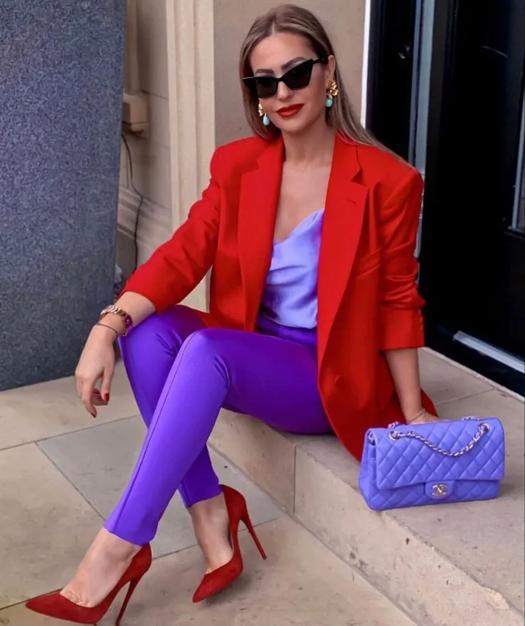 Blazer Vermelho com Lilás