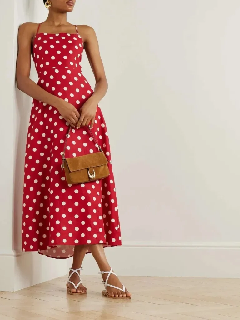 Vestido Poá Vermelho e Branco